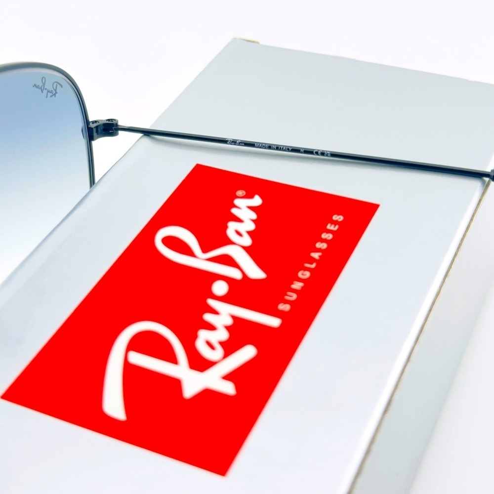 Ray-Ban Aviator Gradient Sunglasses RB3025 Black Frame Light Gray Lenses UNISEX! - Picture 11 of 15
